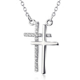 Two Cross Pendant Necklace Cubic Zirconia Fashion Jewelry Wholesale