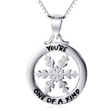Snowflake circle lettering necklace cute girl sterling silver necklace