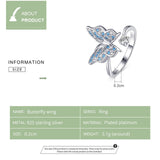 925 Sterling Silver Flying Butterfly Open Adjustable Finger Rings for Women Blue CZ Engagement Statement Jewelry
