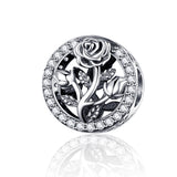  silver Oxidized zirconia Rose flower Charms For Women
