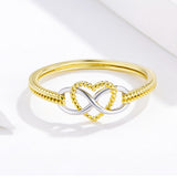 S925 sterling silver has always loved the ring infinity heart-shaped ring platinum and yellow gold ring