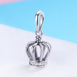 S925 sterling silver Oxidized zirconia elegant crown dangle charms