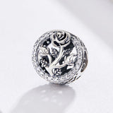 S925 sterling silver Oxidized zirconia Rose flower Charms For Women