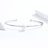 S925 sterling silver white gold plated Ribbon Bow Bangle bracelet