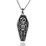 Skull  in the coffin pendent skeleton chain necklace 