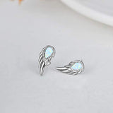925 Sterling Silver Opal Angel Stud Earrings Jewelry For Women