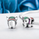 925 Sterling Silver Elephant Sparkling CZ Animal Beads Charms Fit Women Bracelet Jewelry
