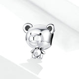925 Sterling Silver Cute Bear Beads Charm For DIY Bracelet Precious Jewelry For Women