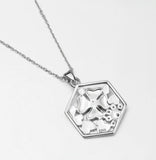 Green Pink Flower 925 Sterling Silver Square Pendant  for Women Shiny Crystal Pendants Necklaces Jewelry Gift