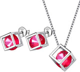 Birthstone Jewelry Women 925 Sterling Silver Free Customized Engravable Necklace Earrings Sets Girls Birth Stone Gift