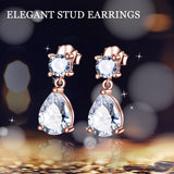 925 Sterling Silver Water Drop Stud Cubic Zirconia Gemstone Earrings Design