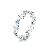Starfish  Finger Rings Sterling Silver 925 Ocean Blue Ring for Women Fashion Jewelry