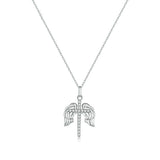 925 Sterling Silver Holy Cross and Angel wings Pendant Necklace Precious Jewelry For Women