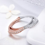 S925 Sterling Silver Ocean Elf Ring White Gold Plated and Rose Gold Plated Cubic Zirconia Ring