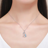 S925 sterling silver dream dolphin pendant necklace oxidized zircon necklace
