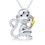 Monkey Hold A Banana Cubic Zirconia Animal Jewelry Hot Sale Baby'S Gift