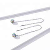 925 Sterling Silver Simple Design Long Chain Dangle Earrings Fine Jewelry For Women