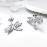 New Arrival 925 Sterling Silver Elegant Dragonfly Stud Earrings for Women Clear CZ Fashion Earrings Jewelry