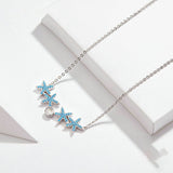 Starfish Choker Necklace for Women Sterling Silver Fashion Jewelry Blue CZ Short Necklaces