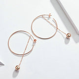 Popular 100% 925 Sterling Silver Big Circle Round Long Chain Drop Earrings for Women Rock Style Earrings Jewelr