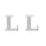 Hot Selling 925 Sterling Silver Zircon Alphabet L Stud Earrings