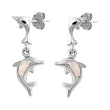 Opal Dolphin Stud Earrings