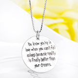 you know you are in love when you can't fall sleep necklace design
