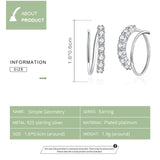 925 Sterling Silver Simple Design with Zircon Stud Earrings Precious Jewelry For Women