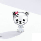 925 Sterling Silver Beautiful the Bear Bride with Dress Charm Fit DIY Bracelet Precious Jewelry For Women