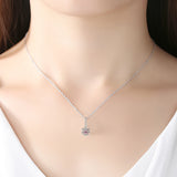 pink birthstone flower  zircon pendant  S925 sterling silver fashion exquisite ladies necklace