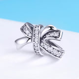S925 sterling silver zirconia sweet Ribbon Bow Charms