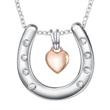 U shape CZ pendant rose gold color heart chains Necklaces