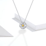 S925 sterling silver daisy pendant necklace color separation plating necklace