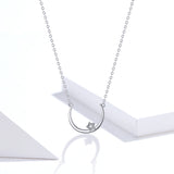 S925 Sterling Silver Stick Pendant Necklace White Gold Plated Zircon Necklace