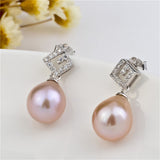 cute sweet elegance pearl mounting earrings drop gemstone earrings