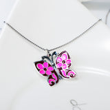 Animal Rose Red Butterfly Shaped Necklace Wholesale 925 Sterling Silver Necklace For Girls