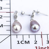 925 Sterling Silver Luxury Zircon Earrings Pearl Mount