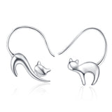 Cute Hollow Cat Stud Earrings 925 Sterling Silver Cat Earring For Girls Gift