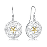 Hollow carved classical beauty pendant earrings sterling silver design