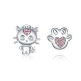 925 Sterling Silver Cute Cat Paw Stud Earrings Precious Jewelry For Women