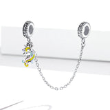 925 Sterling Silver Safety Chain With Colorful Unicorn Charm Fashion Jewelry For Women