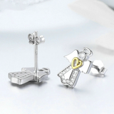 925 Sterling Silver Guardian Angel Exquisite Stud Earrings for Women Fashion Silver Jewelry