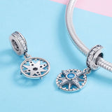 S925 sterling silver Oxidize zirconia compass dangle Charms