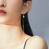 Pearl Jewelry 925 Sterling Silver Long Chain Drop Earrings for Women Gold Color Silver 925 Jewelry Gifts