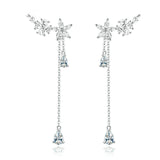 925 Sterling Silver Long Tassel Drop Earrings for Women Wedding Fashion Jewelry
