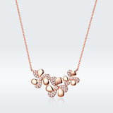 S925 Sterling Silver Clover Pendant Necklace Rose Gold Plated Zircon Necklace