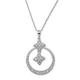flower and ring cubic zirconia pendant necklace