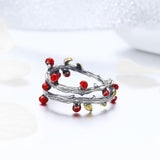 S925 sterling silver autumn color ring oxidized Drop Oil ring