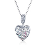 S925 sterling silver white gold plated zircon heart dangle charms