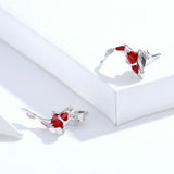 Fish Red Enamel Stud Earrings for Women 925 Sterling Silver Spring Koi Ear Studs Festival Silver Fashion Jewelry